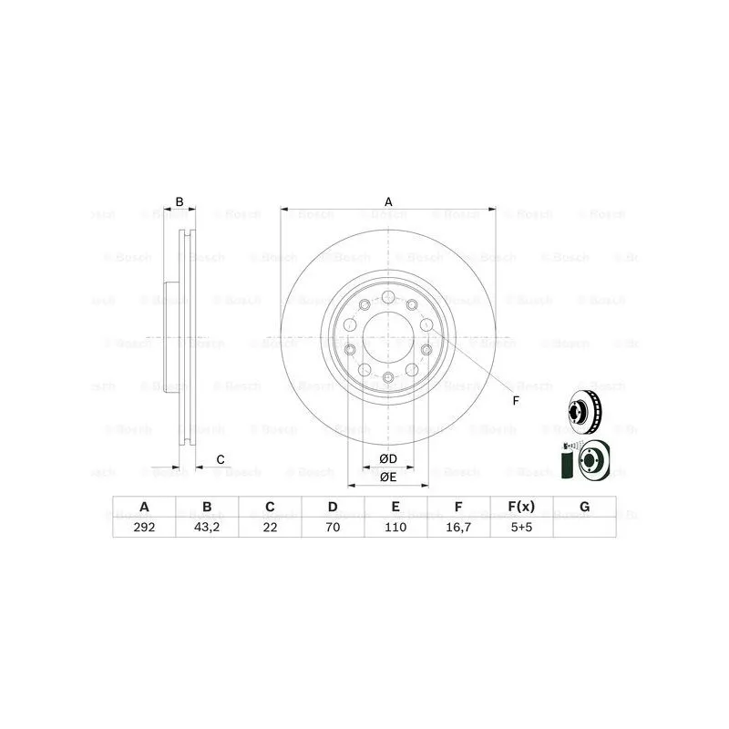 Jeu de 2 disques de frein arrière BOSCH 0 986 479 D99