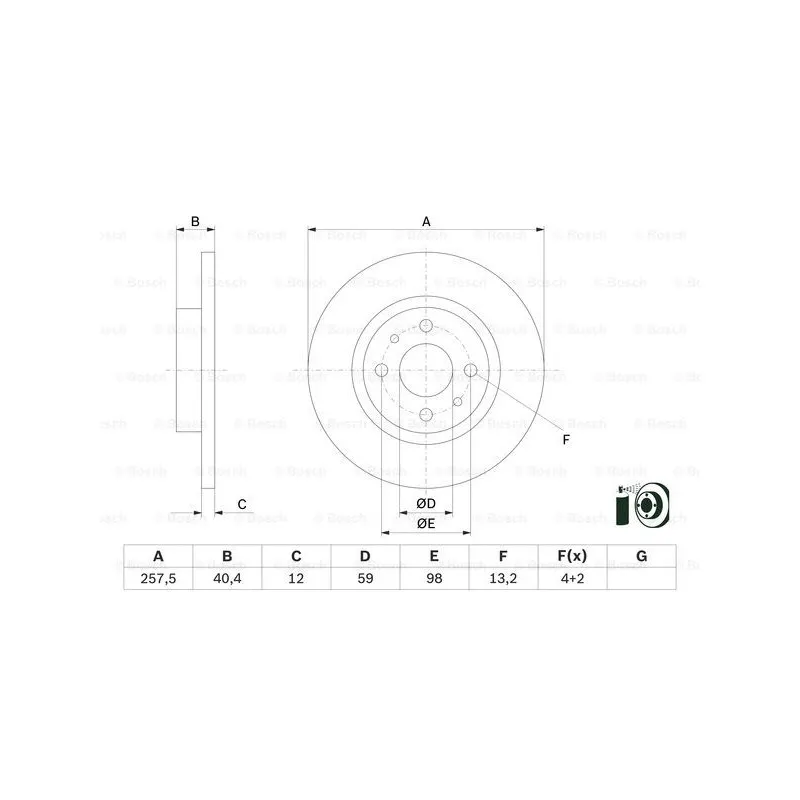 Jeu de 2 disques de frein avant BOSCH 0 986 479 E65