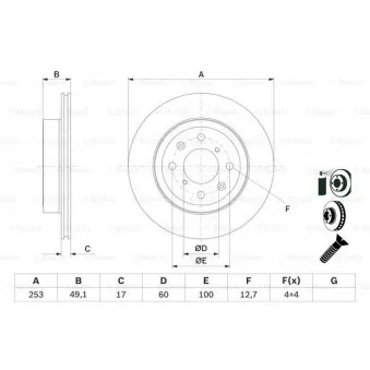 Jeu de 2 disques de frein avant BOSCH 0 986 479 E75