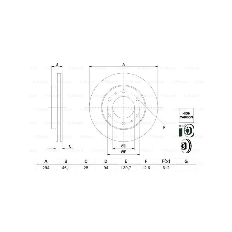 Jeu de 2 disques de frein avant BOSCH 0 986 479 F45