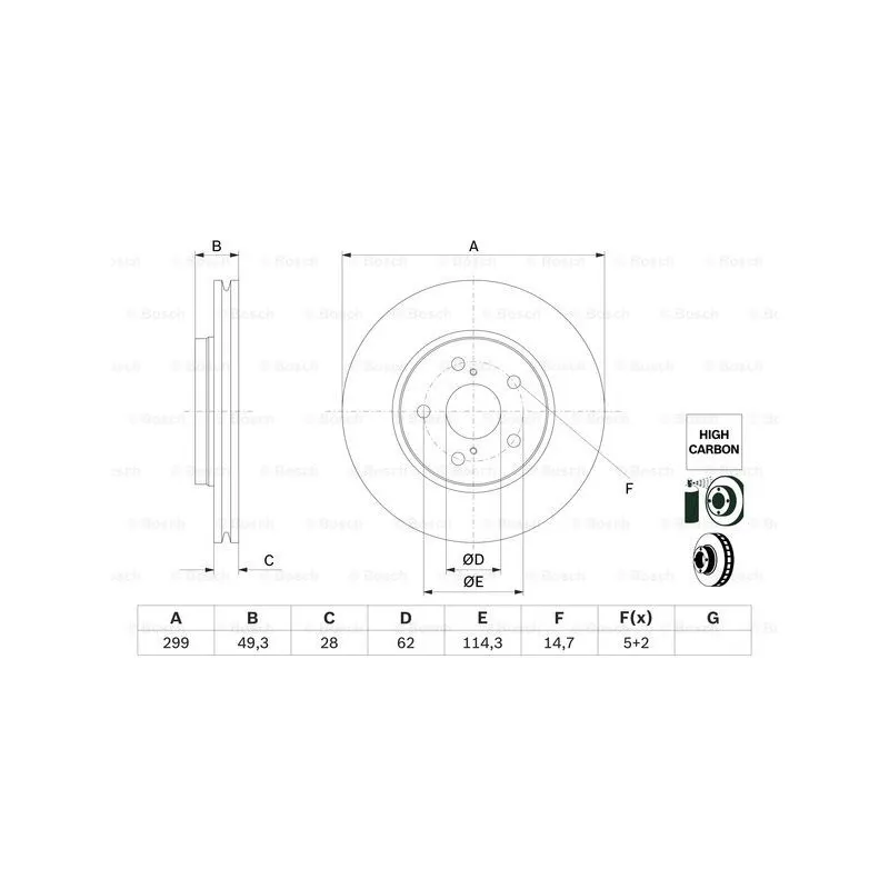 Jeu de 2 disques de frein avant BOSCH 0 986 479 F49