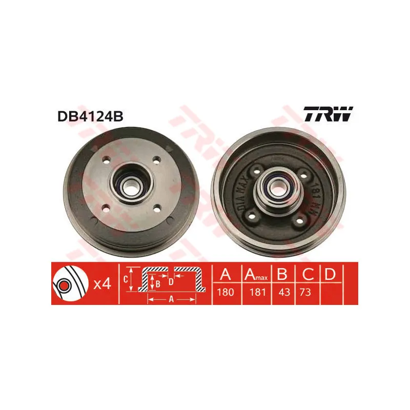 Tambour de frein TRW DB4124B
