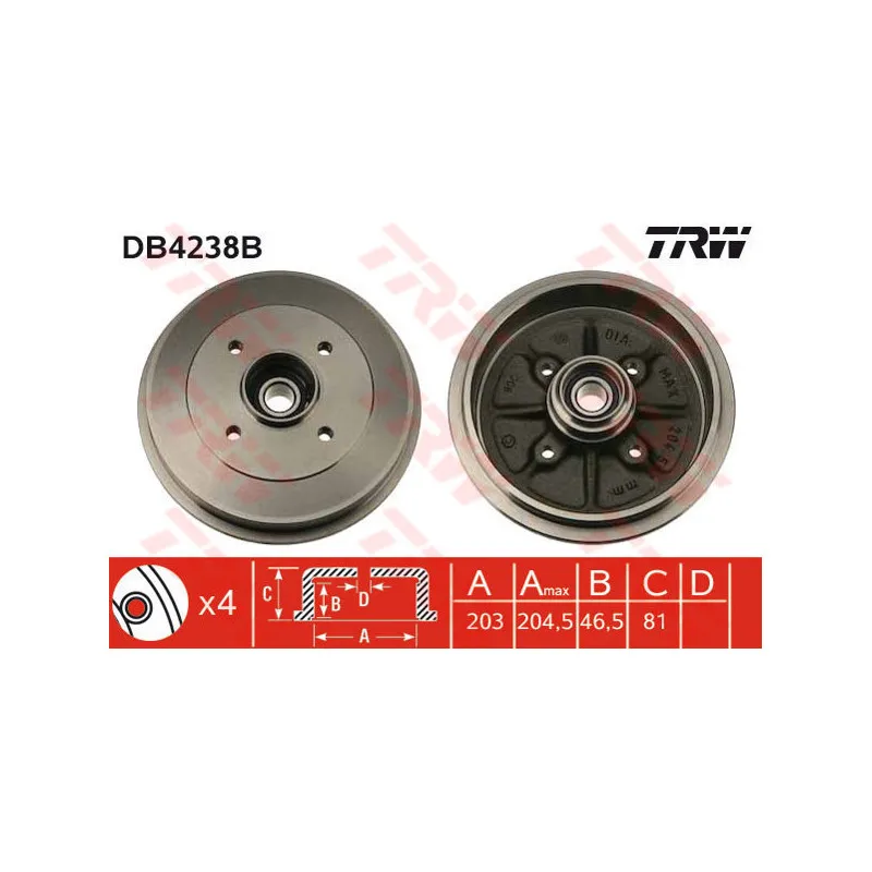 Tambour de frein TRW DB4238B