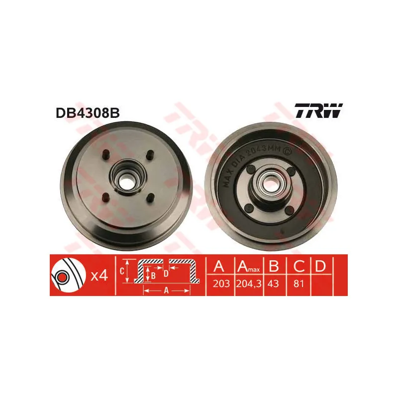 Tambour de frein TRW DB4308B