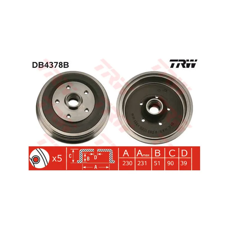 Tambour de frein TRW DB4378B