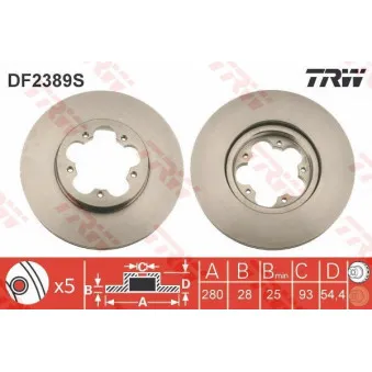 Jeu de 2 disques de frein avant TRW DF2389S