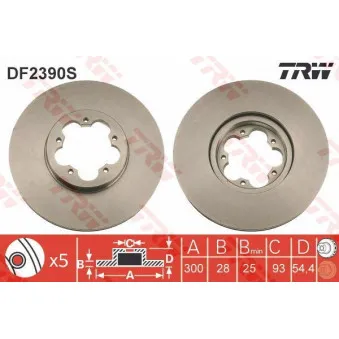 Jeu de 2 disques de frein avant TRW DF2390S