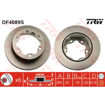 Jeu de 2 disques de frein arrière TRW DF4089S