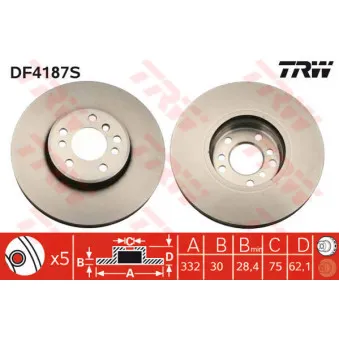 Jeu de 2 disques de frein avant TRW DF4187S