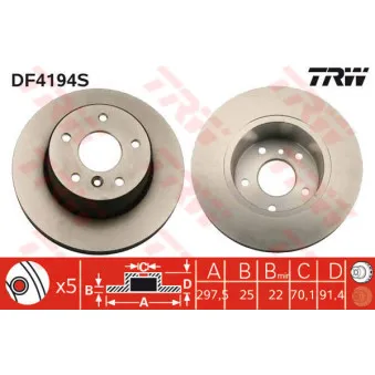 Jeu de 2 disques de frein avant TRW DF4194S