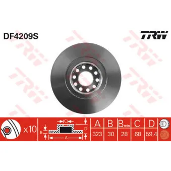 Jeu de 2 disques de frein avant TRW