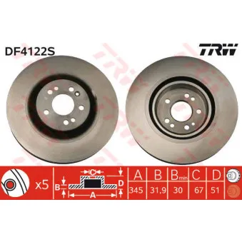Jeu de 2 disques de frein avant TRW DF4222S