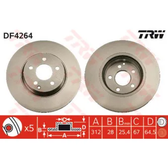 Jeu de 2 disques de frein avant TRW DF4264