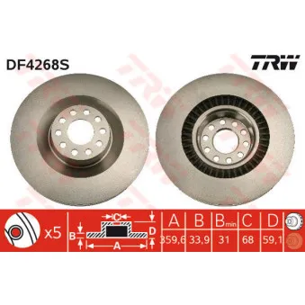 Jeu de 2 disques de frein avant TRW DF4268S