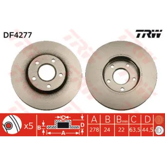 Jeu de 2 disques de frein avant TRW DF4277