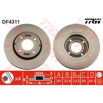 Jeu de 2 disques de frein avant TRW DF4311