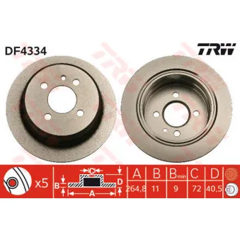 Jeu de 2 disques de frein arrière TRW DF4334