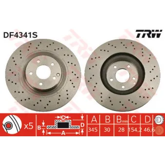 Jeu de 2 disques de frein avant TRW
