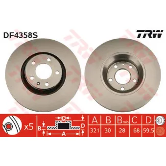 Jeu de 2 disques de frein avant TRW DF4358S