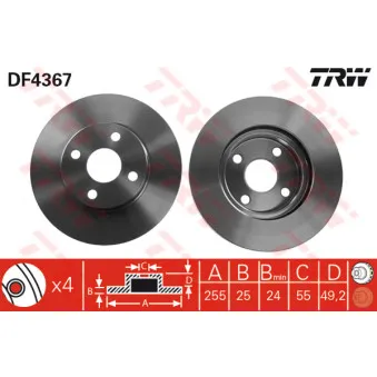 Jeu de 2 disques de frein avant TRW