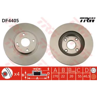 Jeu de 2 disques de frein avant TRW