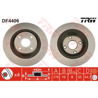 Jeu de 2 disques de frein arrière TRW