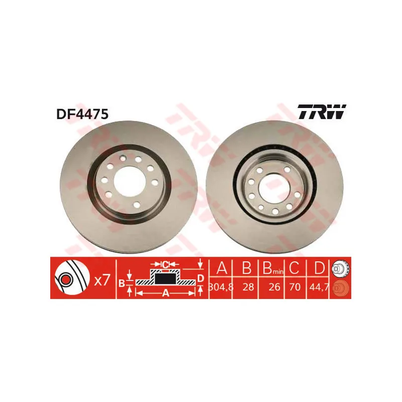 Jeu de 2 disques de frein avant TRW DF4475