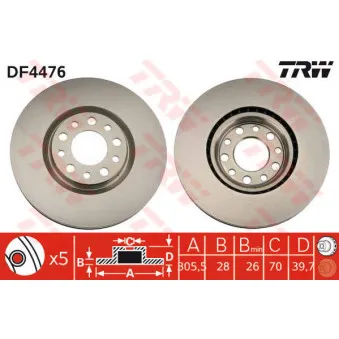 Jeu de 2 disques de frein avant TRW DF4476