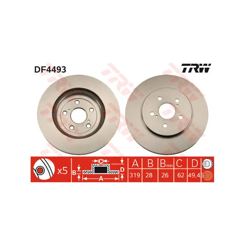 Jeu de 2 disques de frein avant TRW DF4493