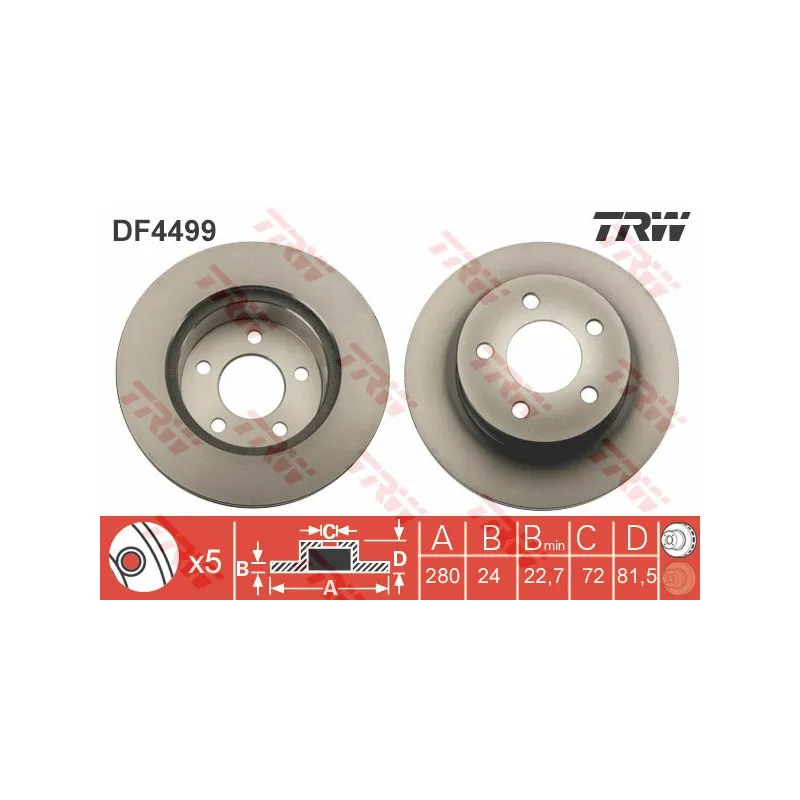 Jeu de 2 disques de frein avant TRW DF4499