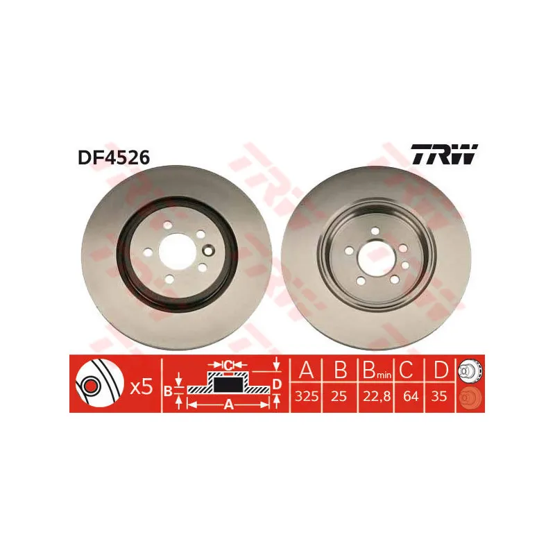 Jeu de 2 disques de frein avant TRW DF4526
