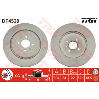 Jeu de 2 disques de frein avant TRW DF4529