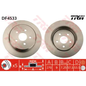 Jeu de 2 disques de frein arrière TRW DF4533