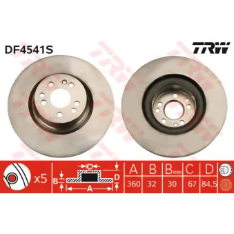Jeu de 2 disques de frein avant TRW DF4541S