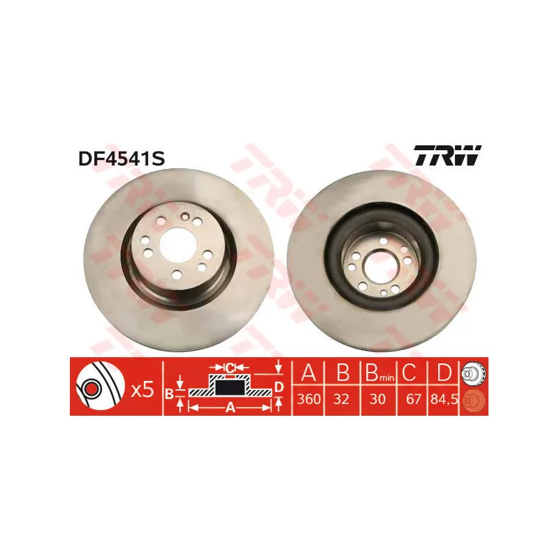 Jeu de 2 disques de frein avant TRW DF4541S
