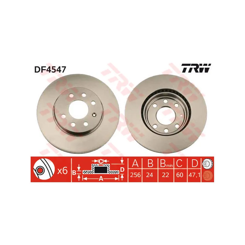 Jeu de 2 disques de frein avant TRW DF4547