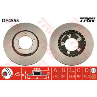 Jeu de 2 disques de frein avant TRW DF4555