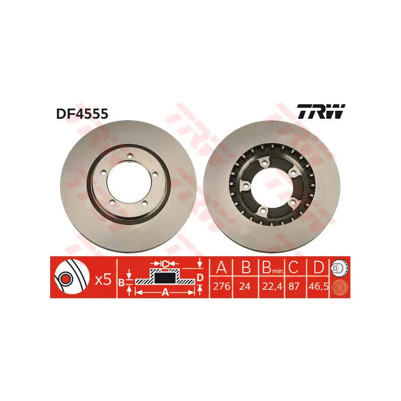 Jeu de 2 disques de frein avant TRW DF4555