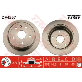 Jeu de 2 disques de frein arrière TRW DF4557