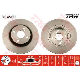 Jeu de 2 disques de frein arrière TRW DF4560