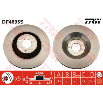 Jeu de 2 disques de frein avant TRW DF4695S