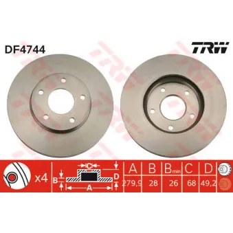 Jeu de 2 disques de frein avant TRW DF4744