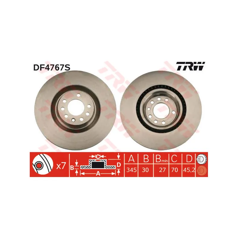 Jeu de 2 disques de frein avant TRW DF4767S