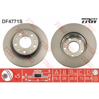 Jeu de 2 disques de frein avant TRW DF4771S