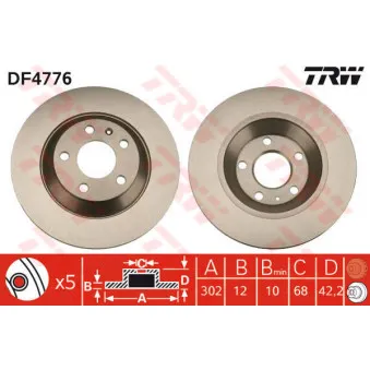 Jeu de 2 disques de frein arrière TRW