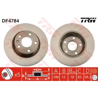 Jeu de 2 disques de frein arrière TRW DF4784