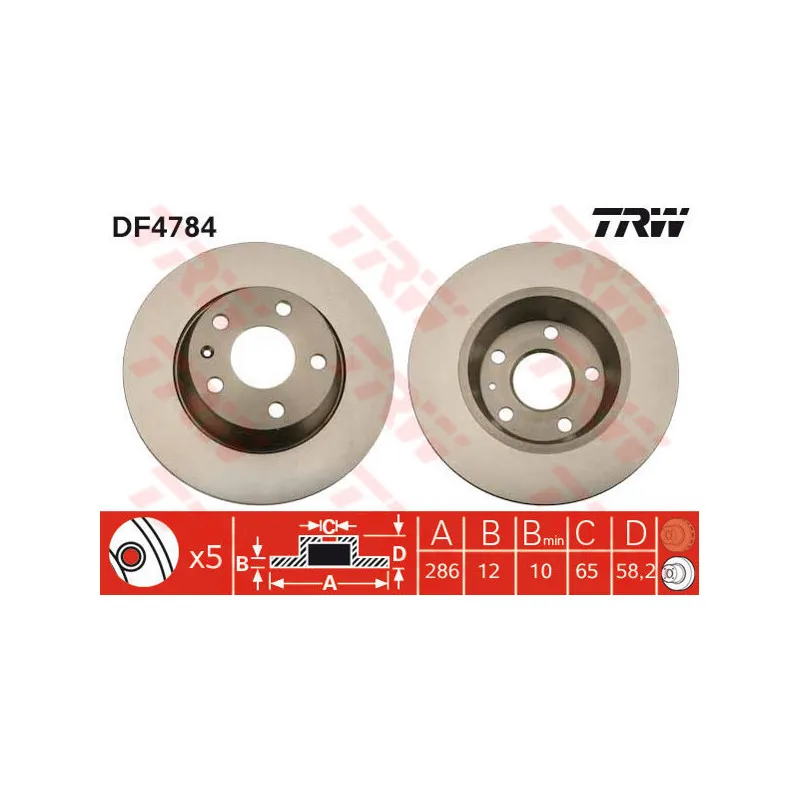 Jeu de 2 disques de frein arrière TRW DF4784