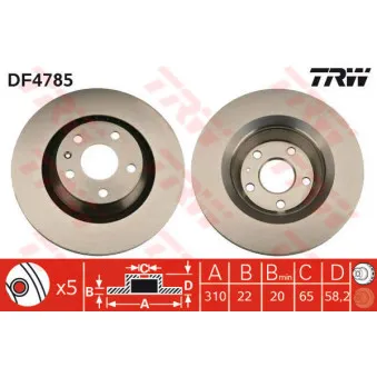 Jeu de 2 disques de frein arrière TRW