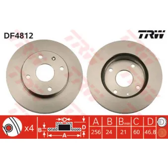 Jeu de 2 disques de frein avant TRW DF4812