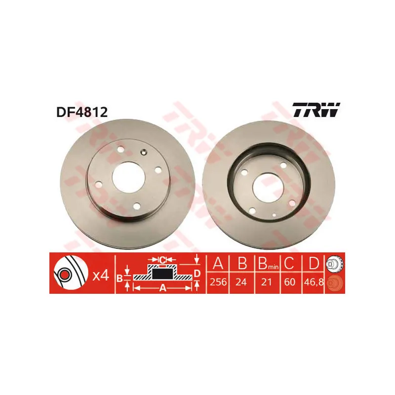 Jeu de 2 disques de frein avant TRW DF4812
